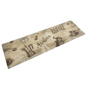 vidaXL Tapis de cuisine lavable imprim&eacute; caf&eacute; marron 45x150 cm velours