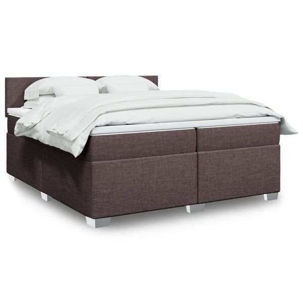 vidaXL Sommier &agrave; lattes de lit avec matelas Marron fonc&eacute; 200x200 cm