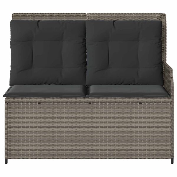 vidaXL Banc de jardin avec coussin Gris Poly rotin