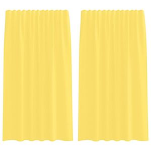 vidaXL Rideaux en voile avec passe-tringles 2 pcs jaune