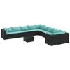vidaXL Salon de jardin 11 pcs avec coussins noir r&eacute;sine tress&eacute;e