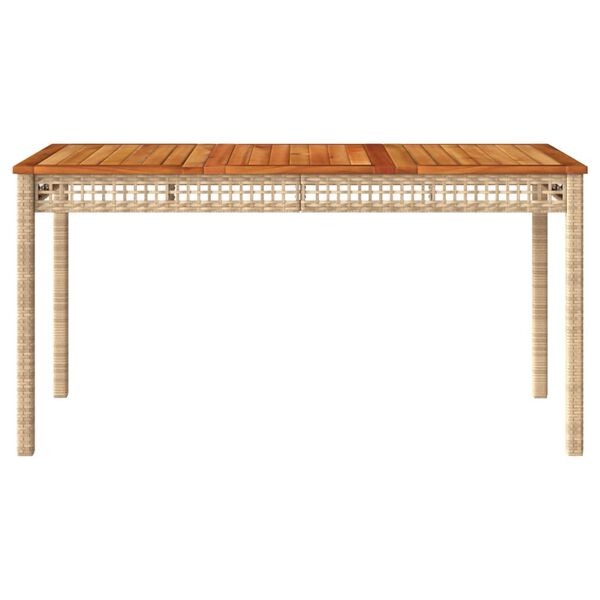 vidaXL Table de jardin beige 140x80x75 cm r&eacute;sine tress&eacute;e et acacia