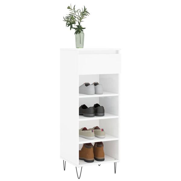 vidaXL Armoire à chaussures Blanc brillant 40x36x105cm Bois ingénierie