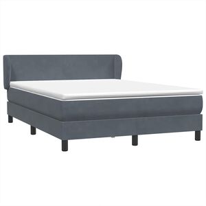vidaXL Sommier &agrave; lattes de lit et matelas gris fonc&eacute; 140x220cm velours