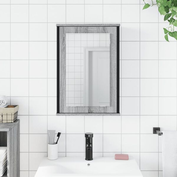 vidaXL Armoire &agrave; miroir de salle de bain sonoma gris bois d&rsquo;ing&eacute;nierie