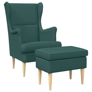 vidaXL Fauteuil avec pouf 2 pc Vert fonc&eacute; Tissu