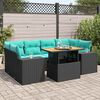 vidaXL Salon de jardin 7 pcs avec coussins noir r&eacute;sine tress&eacute;e