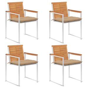 vidaXL Chaises de jardin lot de 4 avec coussins Bois d'acacia massif