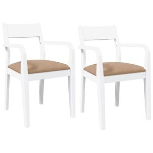 vidaXL Chaises &agrave; manger coussins 2 pcs blanc bois massif caoutchouc