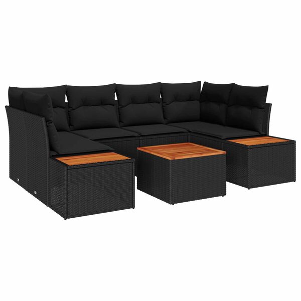 vidaXL Ensemble de canap&eacute; de jardin avec coussin 6 pcs Noir Poly rotin