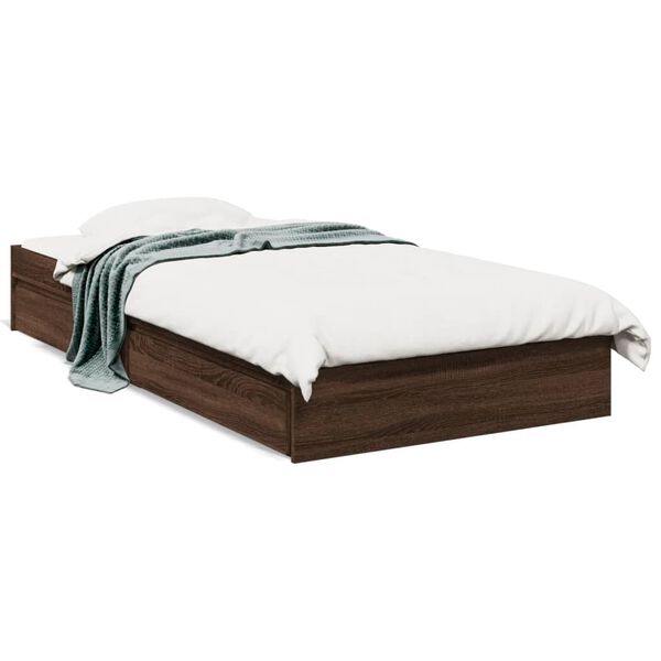 vidaXL Cadre de lit avec tiroirs sans matelas ch&ecirc;ne marron 90x200 cm
