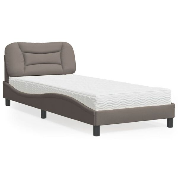 vidaXL Lit avec matelas Hvar taupe 90x190 cm tissu