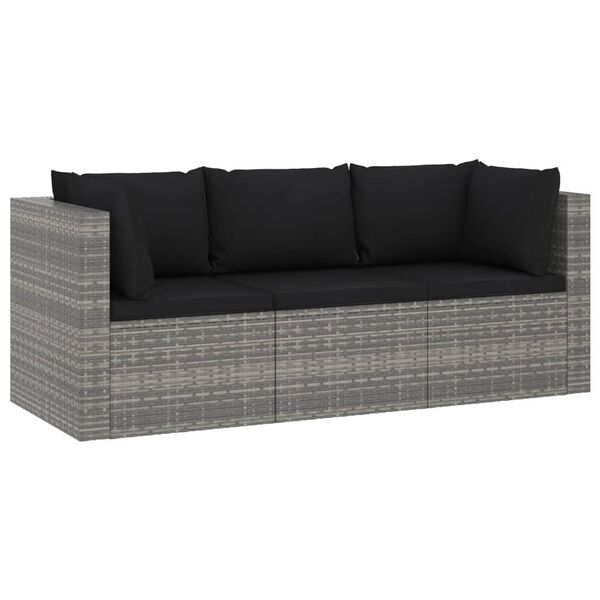vidaXL Salon de jardin 4 pcs avec coussins r&eacute;sine tress&eacute;e gris