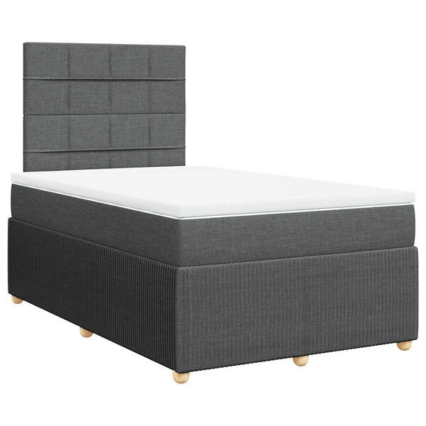 vidaXL Sommier &agrave; lattes de lit avec matelas Gris fonc&eacute; 120x200cm Tissu