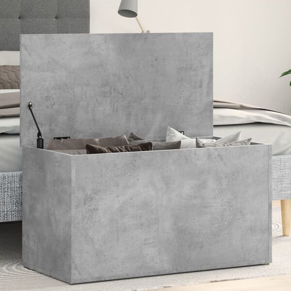 vidaXL Coffre de rangement Gris béton 84x42x46 cm Bois d'ingénierie