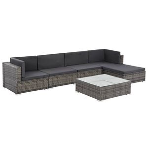 vidaXL Salon de jardin 6 pcs avec coussins r&eacute;sine tress&eacute;e gris