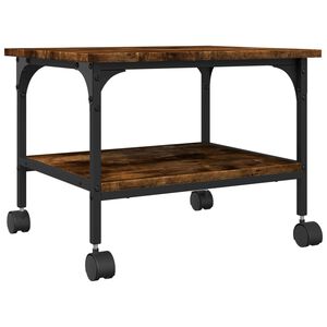 vidaXL Support d'imprimante &agrave; 2 niveaux ch&ecirc;ne fum&eacute; 50x40x38 cm