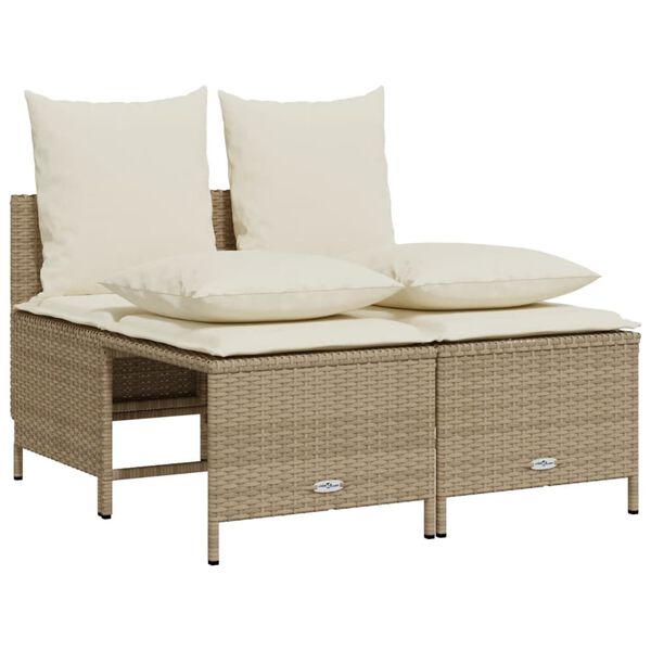 vidaXL Salon de jardin avec coussins 5 pcs beige r&eacute;sine tress&eacute;e