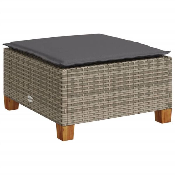 vidaXL Tabouret de jardin et coussin gris 63,5x56x32 cm résine tressée