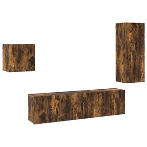 vidaXL Unit&eacute;s murales TV 4 pcs ch&ecirc;ne fum&eacute; bois d'ing&eacute;nierie
