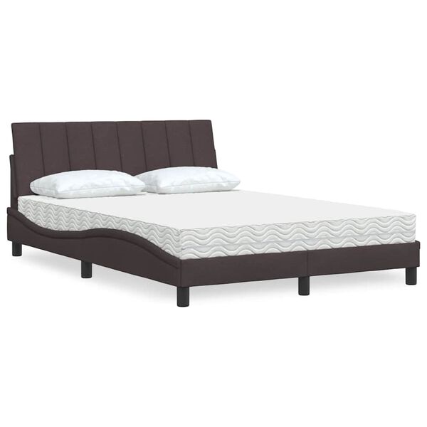 vidaXL Lit avec matelas Hanko marron fonc&eacute; 140x200 cm tissu