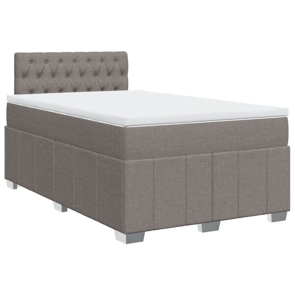 vidaXL Sommier &agrave; lattes de lit avec matelas taupe 120x190 cm tissu