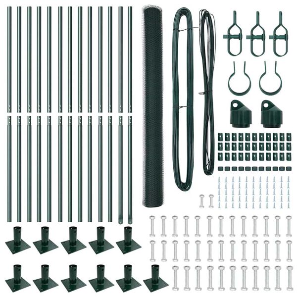 vidaXL Cl&ocirc;ture avec poteaux Vert 1.5 x 25 m Acier recouvert de PVC