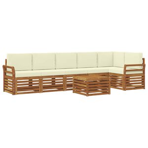 vidaXL Ensemble de canap&eacute;s d'ext&eacute;rieur 7 pc Naturel et Cr&egrave;me Polyester