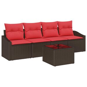 vidaXL Ensemble de Canap&eacute;s 5 pc 3-Nombre de places Marron et rouge