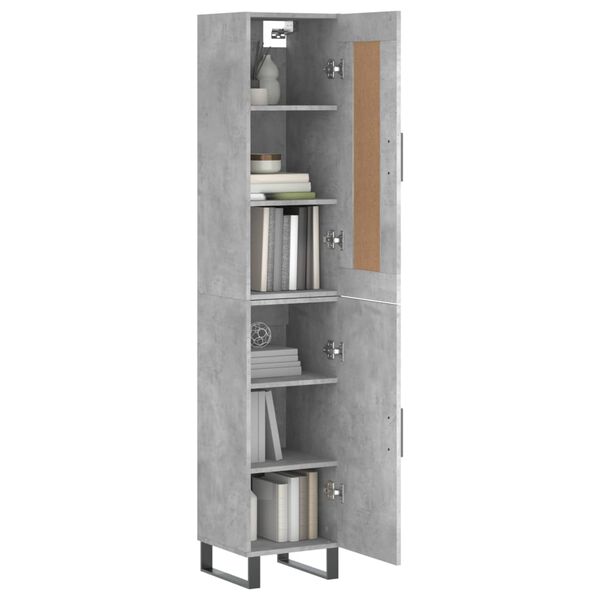vidaXL Buffet haut Gris b&eacute;ton 34,5x34x180 cm Bois d'ing&eacute;nierie