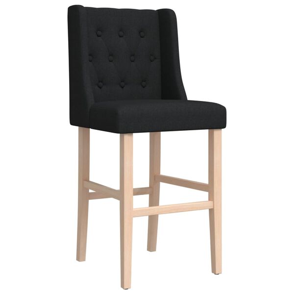 vidaXL Chaises de bar lot de 2 bois massif d'h&eacute;v&eacute;a et tissu