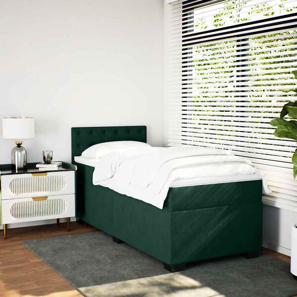 vidaXL Sommier &agrave; lattes de lit et matelas Vert fonc&eacute; 80x200 cm Velours
