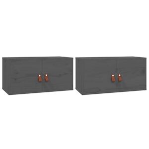 vidaXL Armoires murales 2 pcs Gris 60x30x30 cm Bois de pin massif