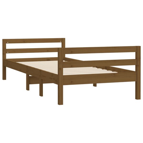 vidaXL Cadre de lit sans matelas marron miel 75x190 cm bois pin massif