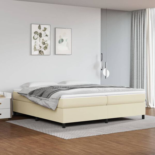 vidaXL Sommier &agrave; lattes de lit avec matelas Cr&egrave;me 200x200cm Similicuir