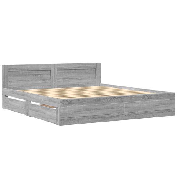 vidaXL Cadre de lit et t&ecirc;te de lit sans matelas sonoma gris 180x200 cm