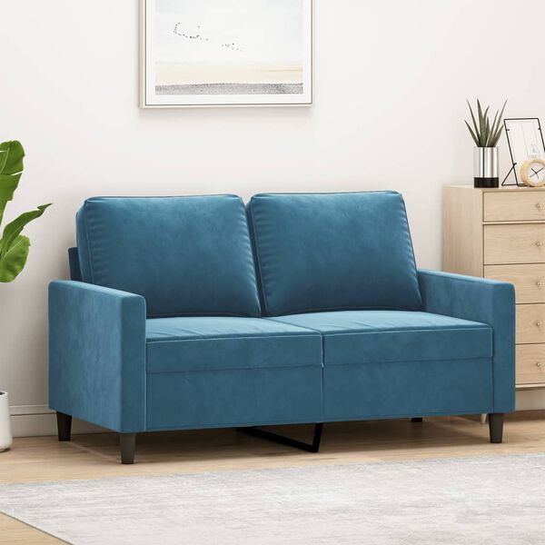 vidaXL Canap&eacute; &agrave; 2 places Bleu 120 cm Velours