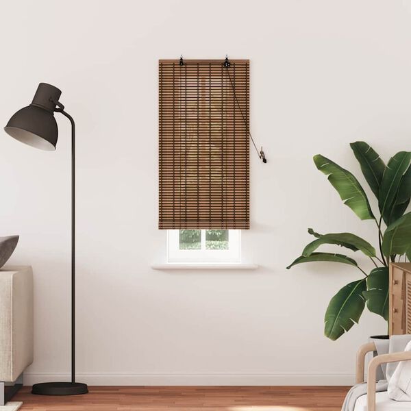 vidaXL Store enrouleur avec des rideaux Marron 60 x 220 cm Bambou