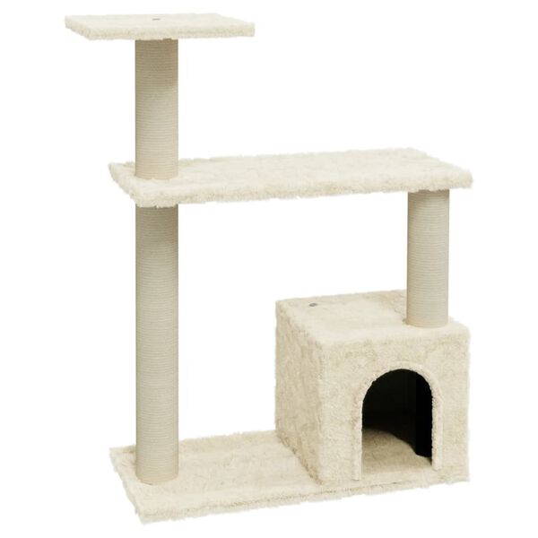 vidaXL Arbre &agrave; chat avec griffoirs en sisal Cr&egrave;me 70 cm