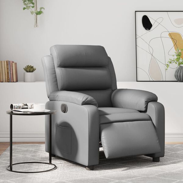 vidaXL Fauteuil inclinable &eacute;lectrique Gris Similicuir