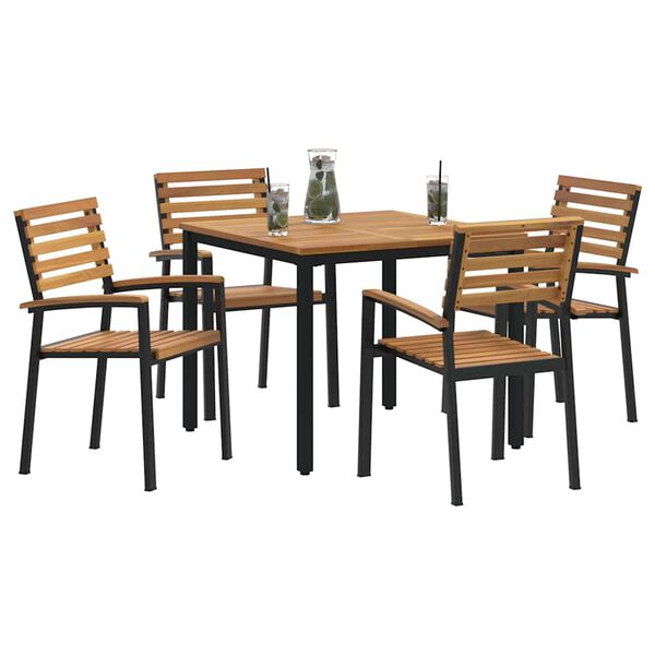 vidaXL Ensemble de salle &agrave; manger pour jardin 5 pcs Noir
