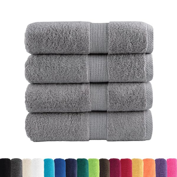 vidaXL Serviettes de toilette premium SOLUND 4 pi&egrave;ces Gris 30 x 30 cm 600 g/m&sup2;