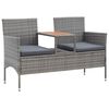 vidaXL Banc de jardin 2 places et table &agrave; th&eacute; 143 cm poly rotin gris