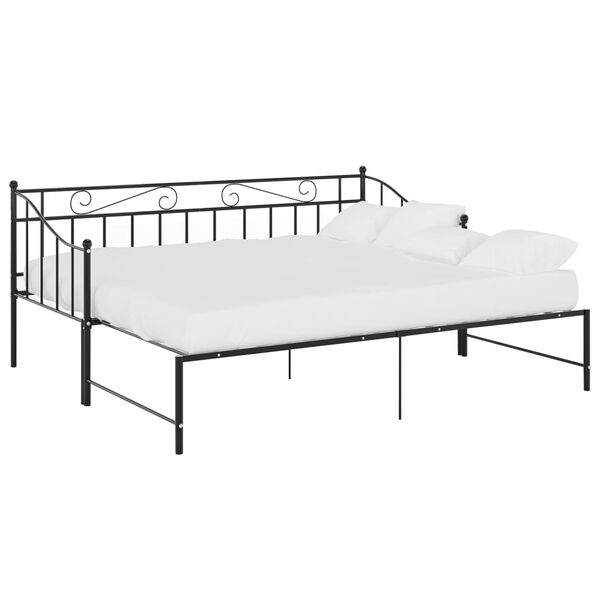vidaXL Cadre de canapé-lit extensible sans matelas Noir Métal 90x200cm