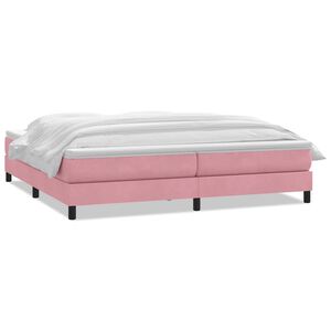 vidaXL Sommier &agrave; lattes de lit avec matelas rose 180x210 cm velours