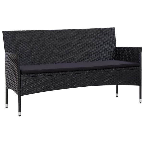 vidaXL Salon de jardin 5 pcs avec coussins résine tressée noir