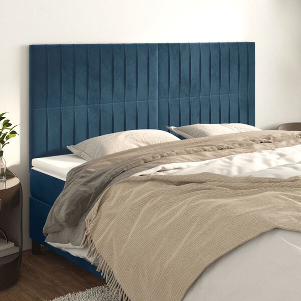 vidaXL T&ecirc;te de lit Bleu fonc&eacute; 200 x 5 x 118/128 cm Velours