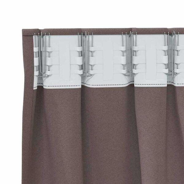 vidaXL Rideaux occultants avec anneaux 2 pcs Marron foncé 225 x 140 cm