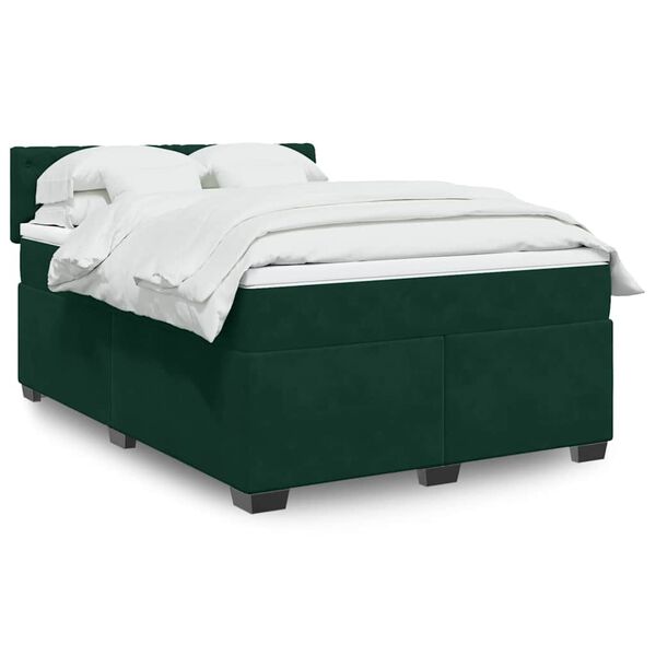 vidaXL Sommier &agrave; lattes de lit et matelas Vert fonc&eacute; 160x200cm Velours