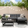 vidaXL Salon de jardin 5 pcs avec coussins noir bois massif